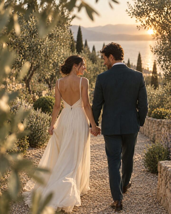 A couple walking together outdoors