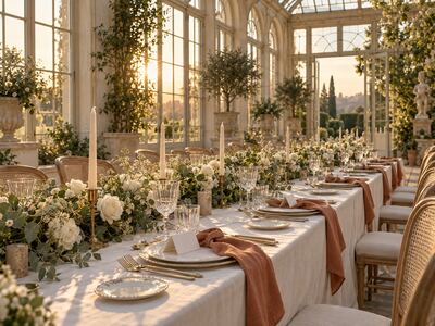 A table set for the wedding dinner